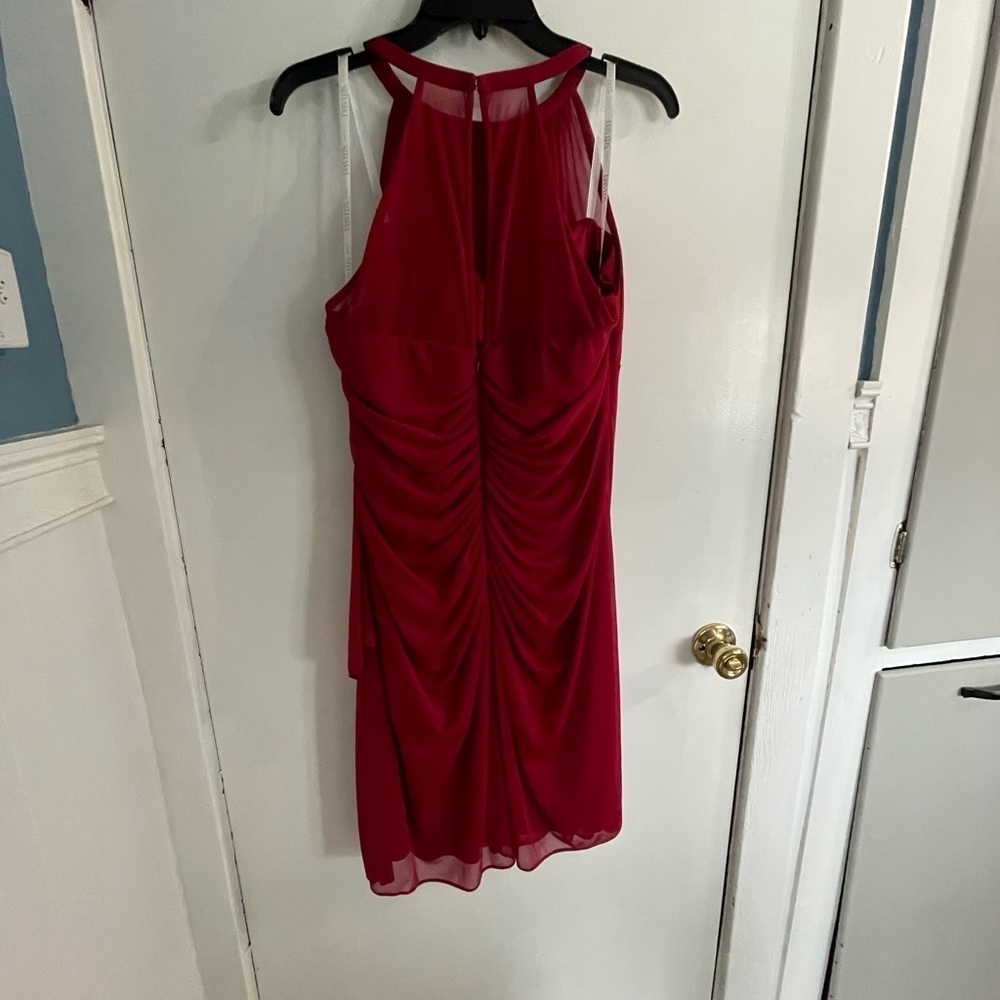 Elegant Red Cocktail or Special Occasion Dress from David’s Bridal Size 12 - Picture 3 of 5